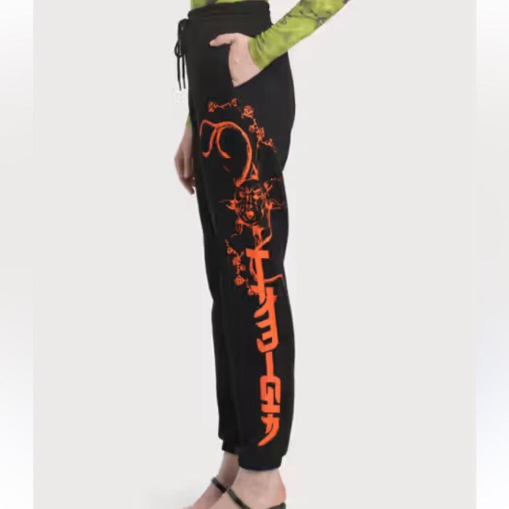 I.AM.GIA Black Orange Graphic Drawstring Jogger Sweatpants Size M